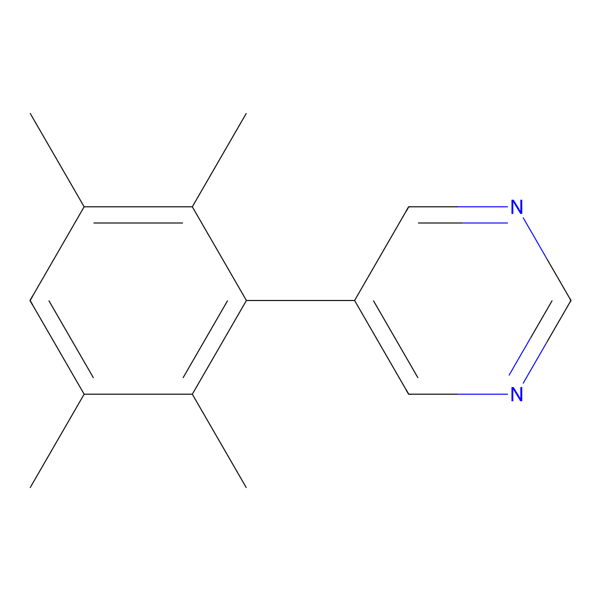 5-(2,3,5,6-Tetramethylphenyl)pyrimidine molecular structure, CAS 1860854-55-2