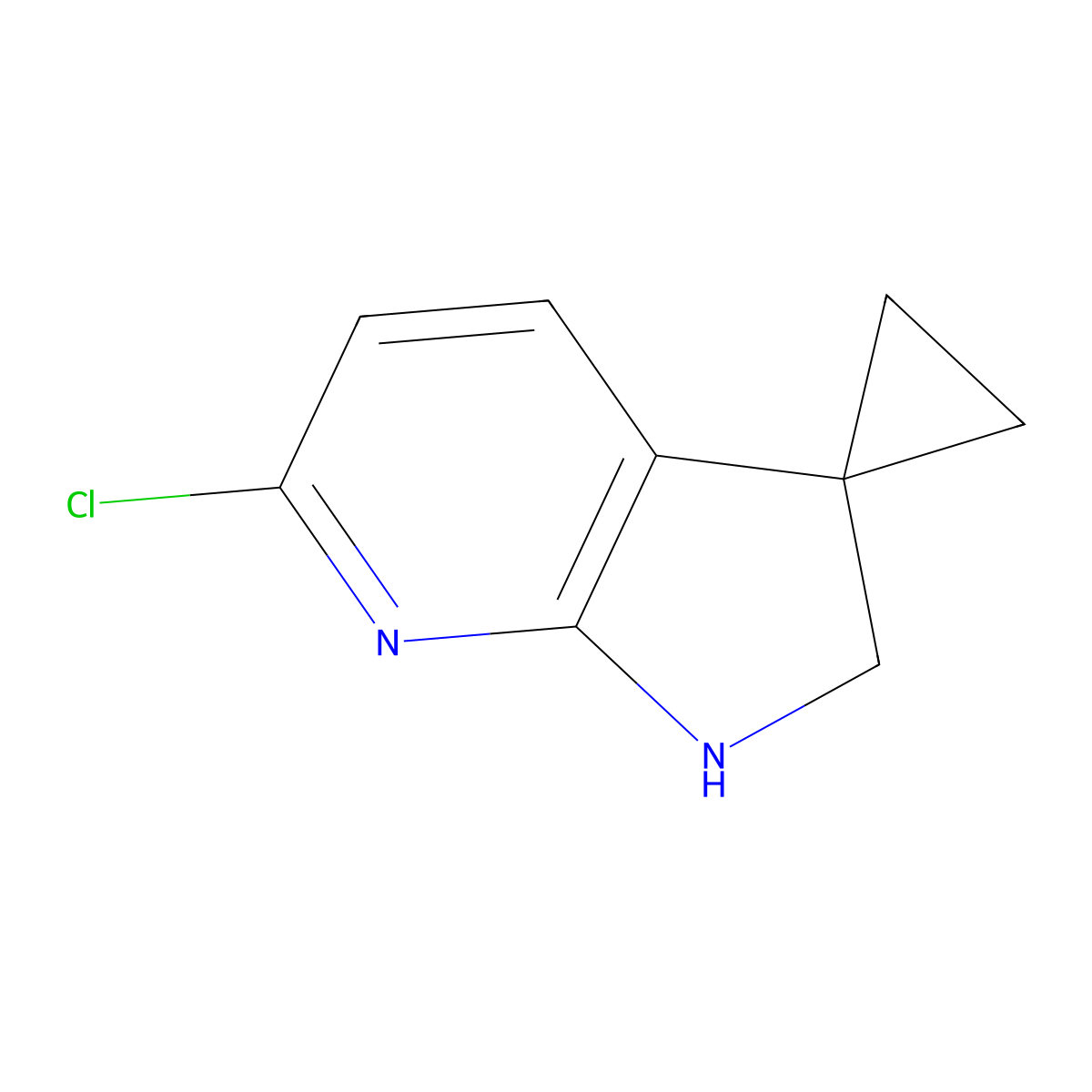 6'-Chloro-1',2'-dihydrospiro[cyclopropane-1,3'-pyrrolo[2,3-b]pyridine] molecular structure, CAS 1860866-07-4