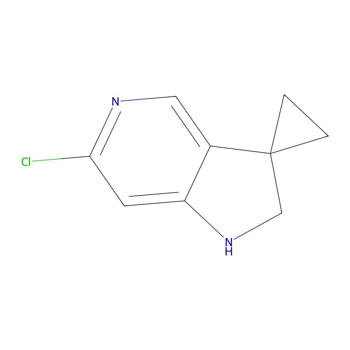 6-Chlorospiro[1,2-dihydropyrrolo[3,2-c]pyridine-3,1'-cyclopropane] molecular structure, CAS 1860866-12-1