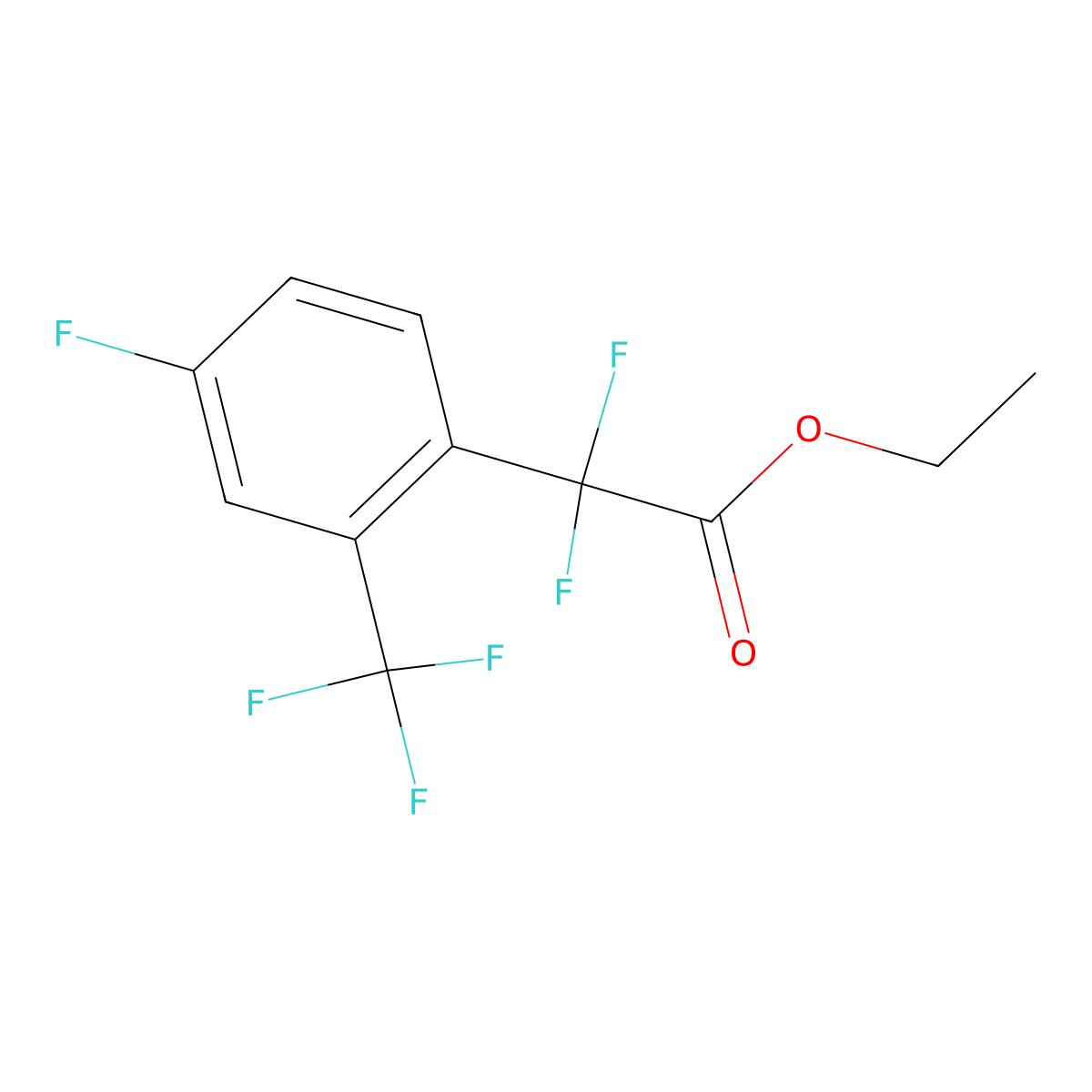 Ethyl 2,2-difluoro-2-(4-fluoro-2-(trifluoromethyl)phenyl)acetate molecular structure, CAS 1860875-64-4