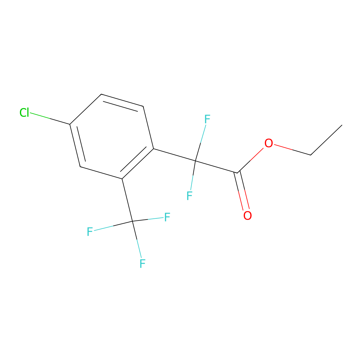 Ethyl 2-(4-chloro-2-(trifluoromethyl)phenyl)-2,2-difluoroacetate molecular structure, CAS 1860875-66-6