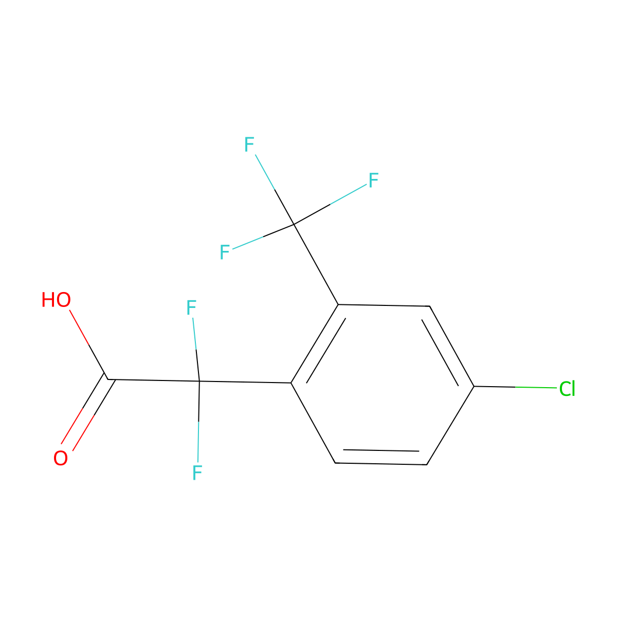 2-[4-Chloro-2-(trifluoromethyl)phenyl]-2,2-difluoroacetic acid molecular structure, CAS 1860875-67-7