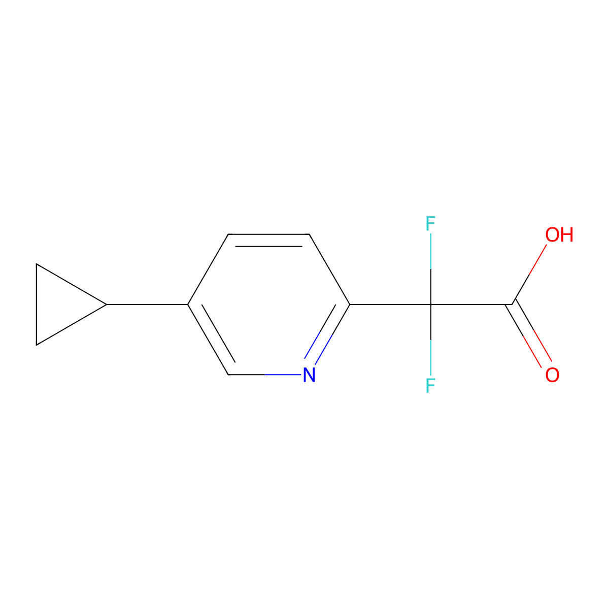 2-(5-Cyclopropylpyridin-2-yl)-2,2-difluoroacetic acid molecular structure, CAS 1860877-09-3