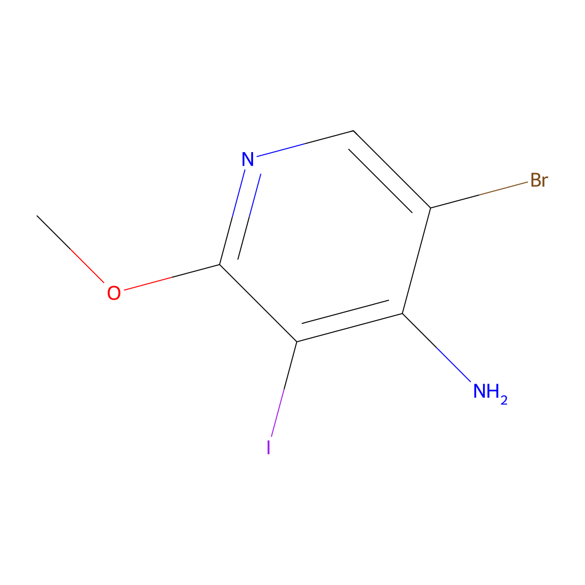5-Bromo-3-iodo-2-methoxypyridin-4-amine molecular structure, CAS 1860887-00-8