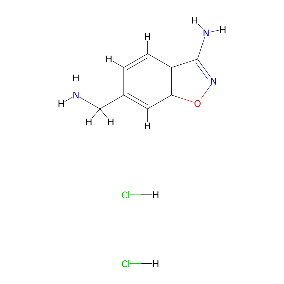 6-(Aminomethyl)-1,2-benzoxazol-3-amine dihydrochloride molecular structure, CAS 1860893-14-6