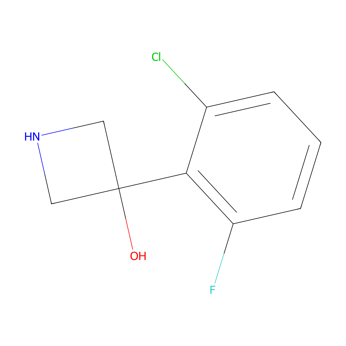 3-(2-Chloro-6-fluorophenyl)azetidin-3-ol molecular structure, CAS 1860896-76-9