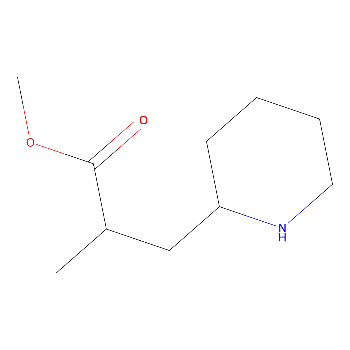 Methyl 2-methyl-3-(piperidin-2-yl)propanoate molecular structure, CAS 186090-11-9