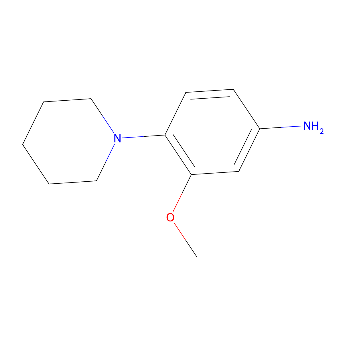 3-Methoxy-4-(piperidin-1-yl)aniline molecular structure, CAS 186090-34-6