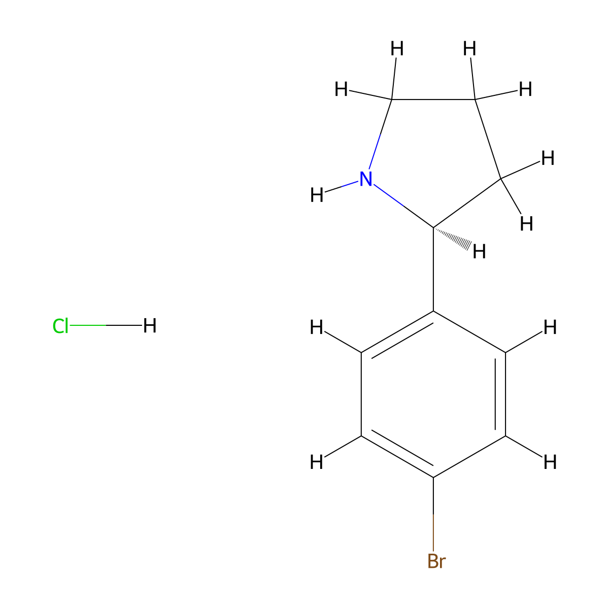 (S)-2-(4-Bromophenyl)pyrrolidine hydrochloride molecular structure, CAS 1860947-01-8