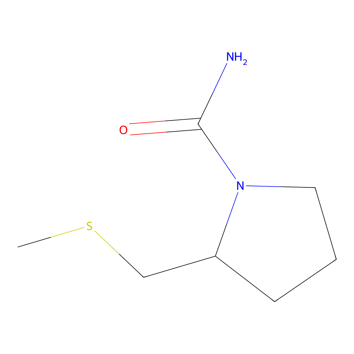 2-[(Methylsulfanyl)methyl]pyrrolidine-1-carboxamide molecular structure, CAS 1860960-05-9