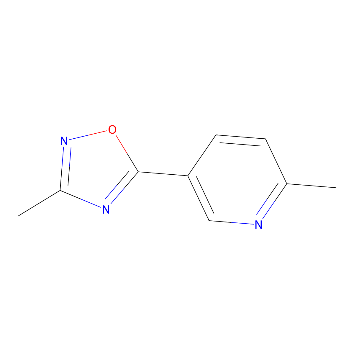 3-Methyl-5-(6-methylpyridin-3-yl)-1,2,4-oxadiazole molecular structure, CAS 1860966-01-3