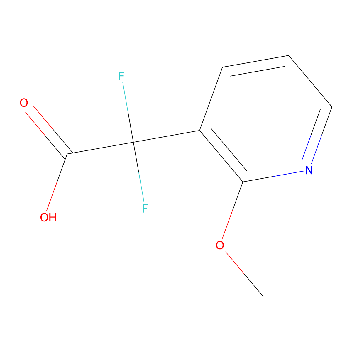 2,2-Difluoro-2-(2-methoxypyridin-3-yl)acetic acid molecular structure, CAS 1860991-12-3
