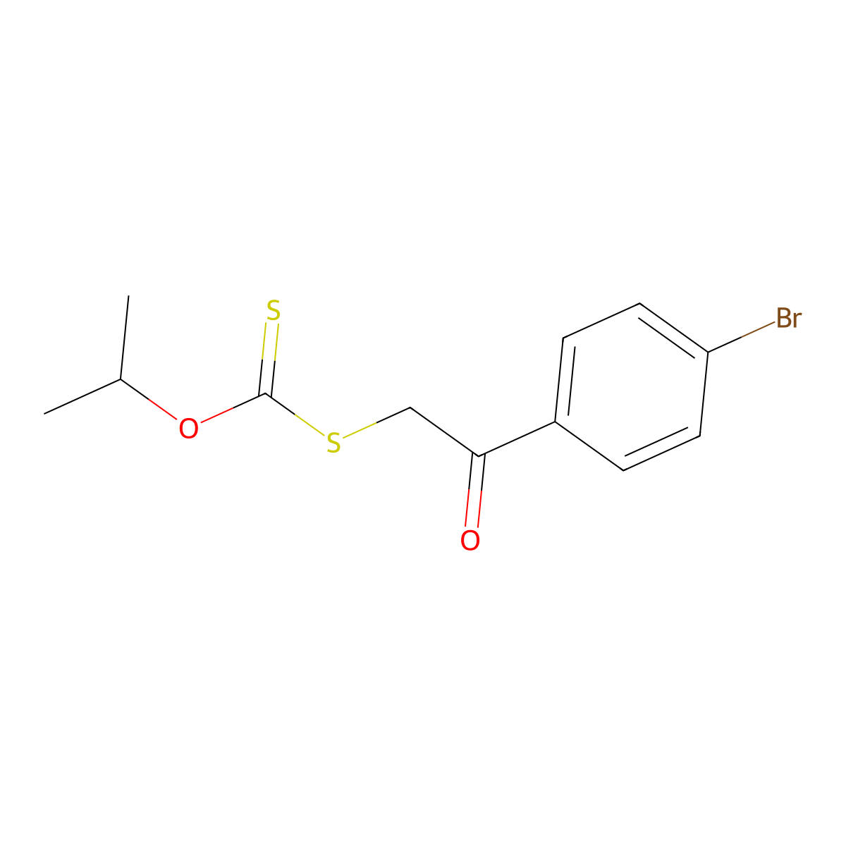 O-propan-2-yl [2-(4-bromophenyl)-2-oxoethyl]sulfanylmethanethioate molecular structure, CAS 1861-49-0