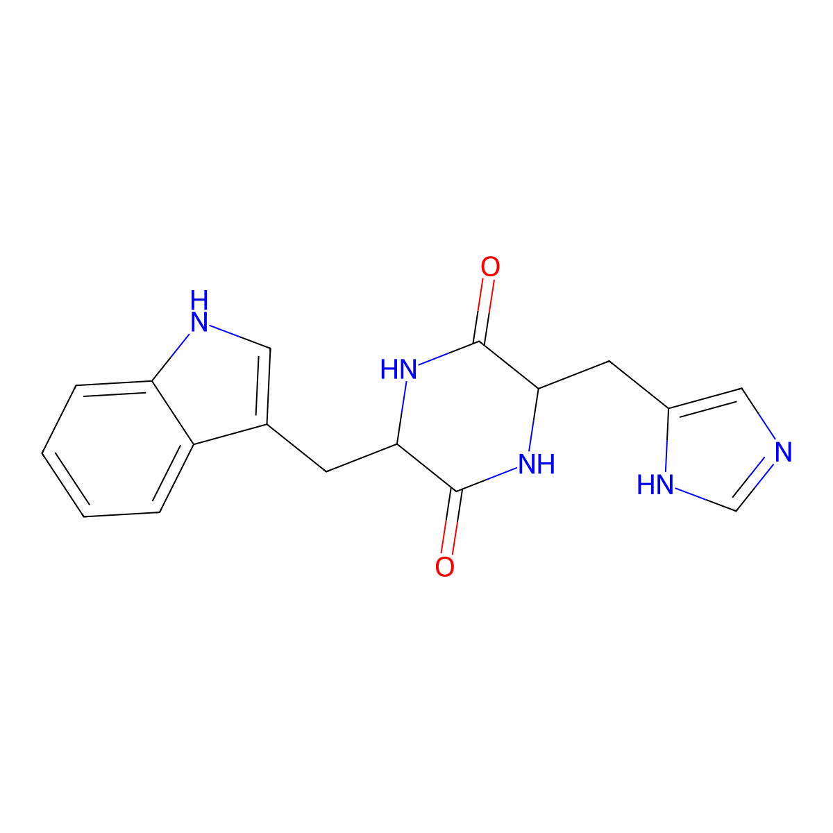 (3S,6R)-3-(1H-imidazol-5-ylmethyl)-6-(1H-indol-3-ylmethyl)piperazine-2,5-dione molecular structure, CAS 18610-65-6
