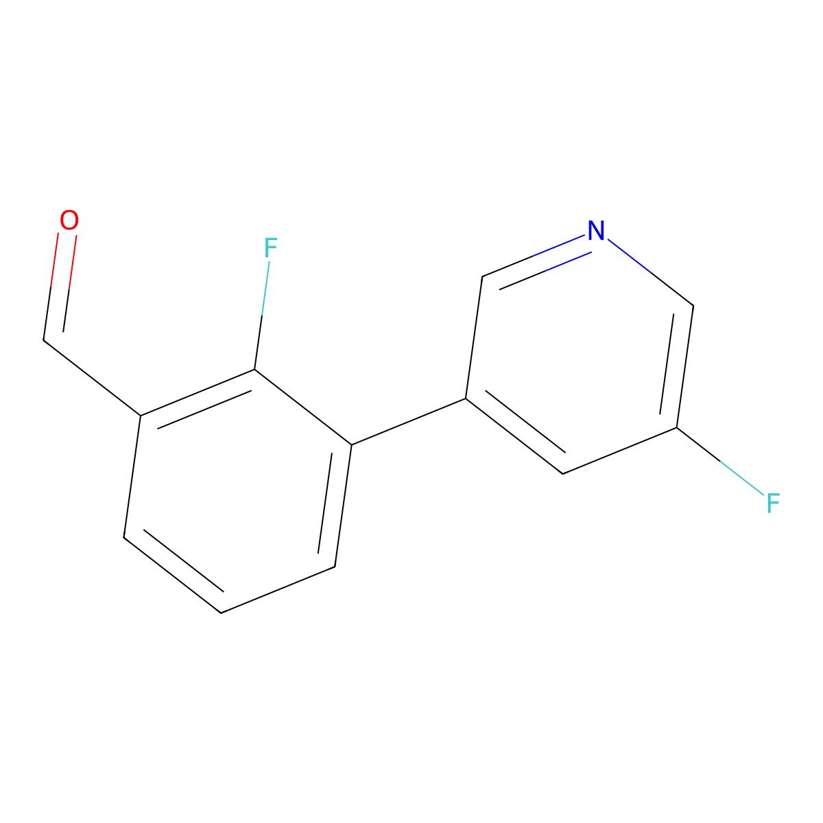 2-Fluoro-3-(5-fluoropyridin-3-yl)benzaldehyde molecular structure, CAS 1861032-97-4