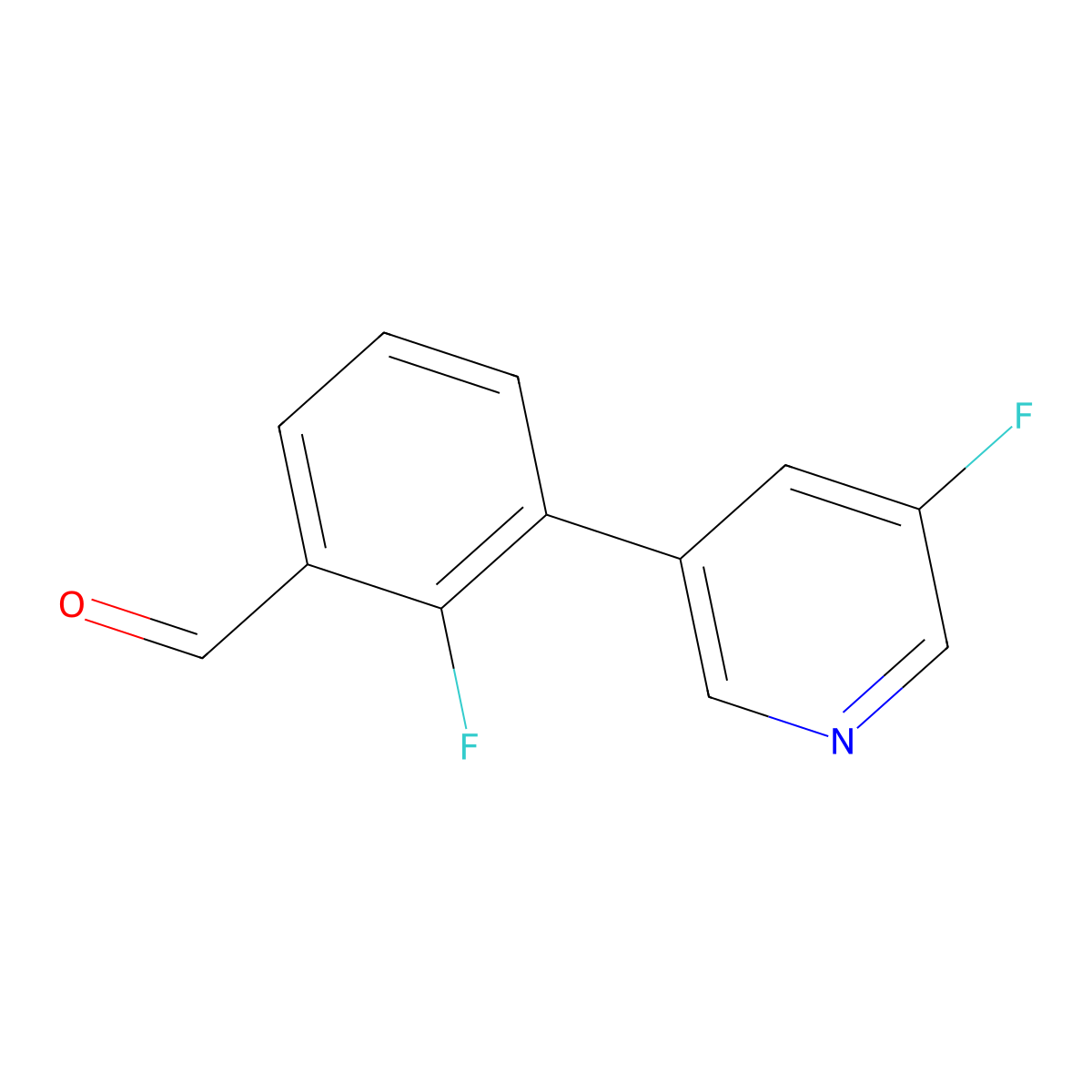 2-Fluoro-3-(5-fluoropyridin-3-yl)benzaldehyde molecular structure, CAS 1861032-97-4
