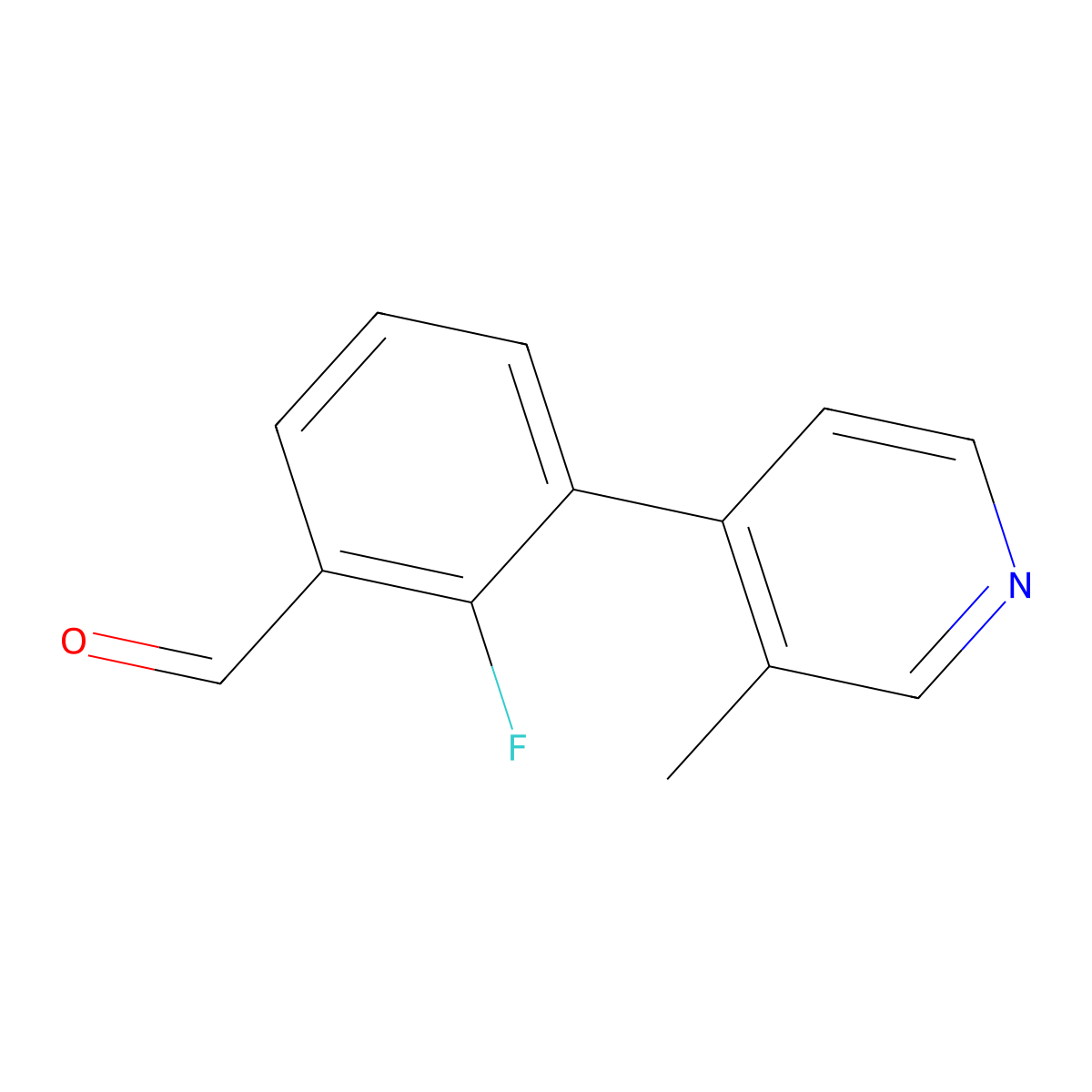 2-Fluoro-3-(3-methylpyridin-4-yl)benzaldehyde molecular structure, CAS 1861040-42-7