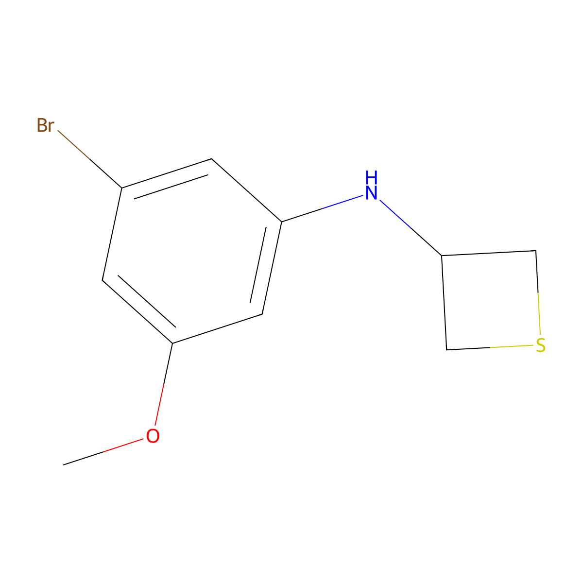 N-(3-Bromo-5-methoxyphenyl)thietan-3-amine molecular structure, CAS 1861047-78-0