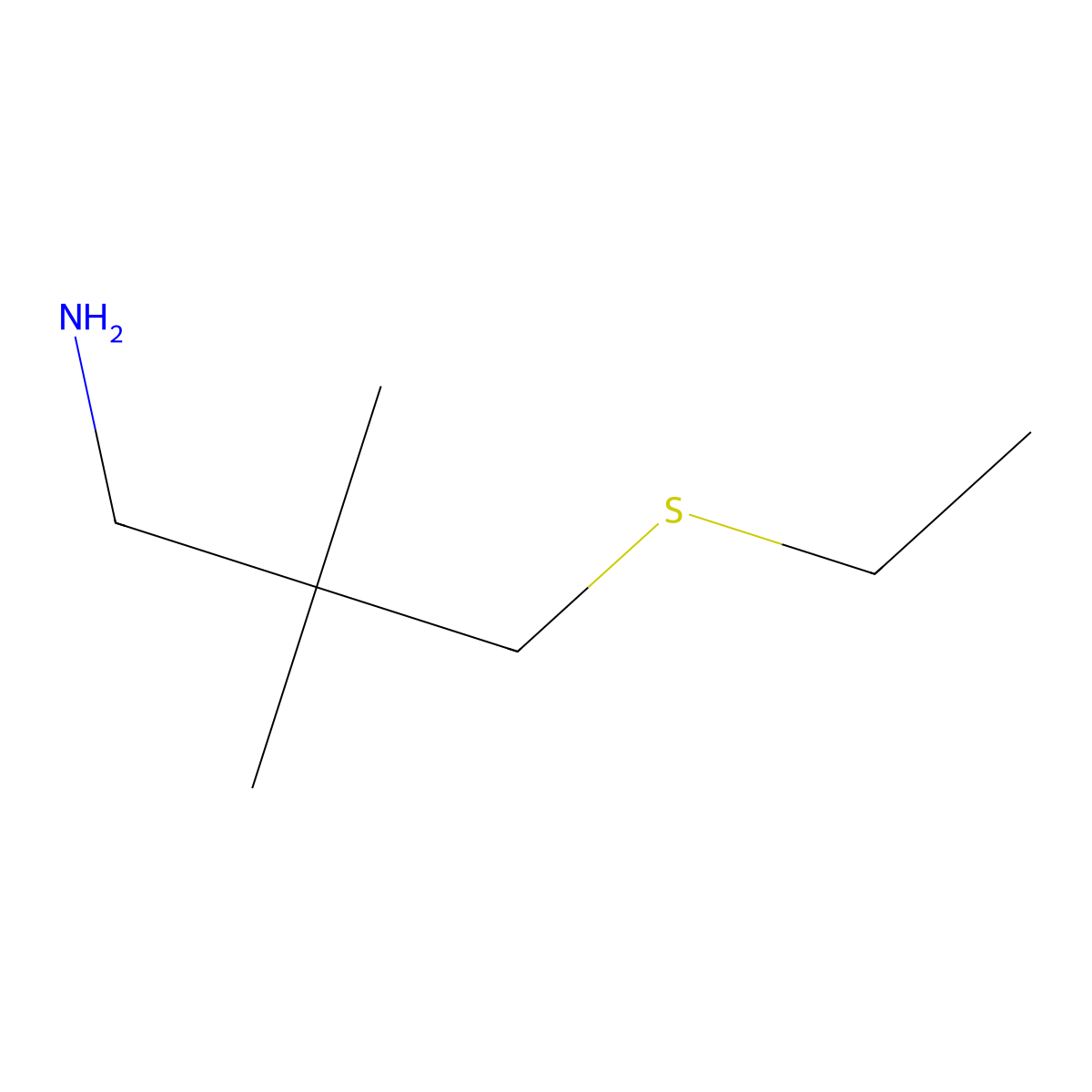 3-(Ethylsulfanyl)-2,2-dimethylpropan-1-amine molecular structure, CAS 1861058-76-5