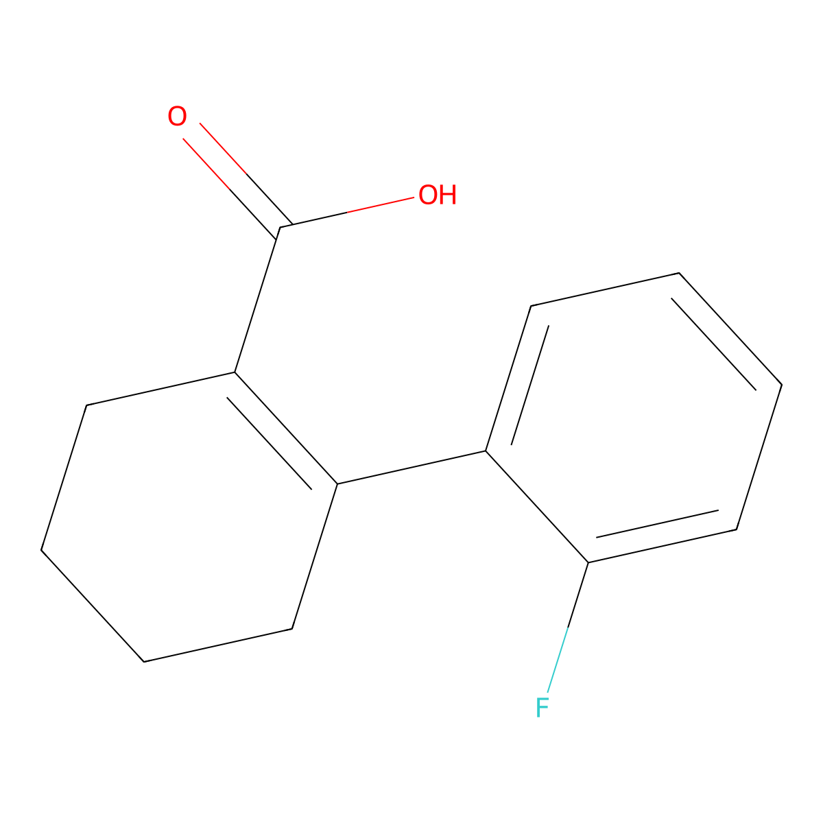 2-(2-Fluorophenyl)cyclohex-1-ene-1-carboxylic acid molecular structure, CAS 1861074-29-4