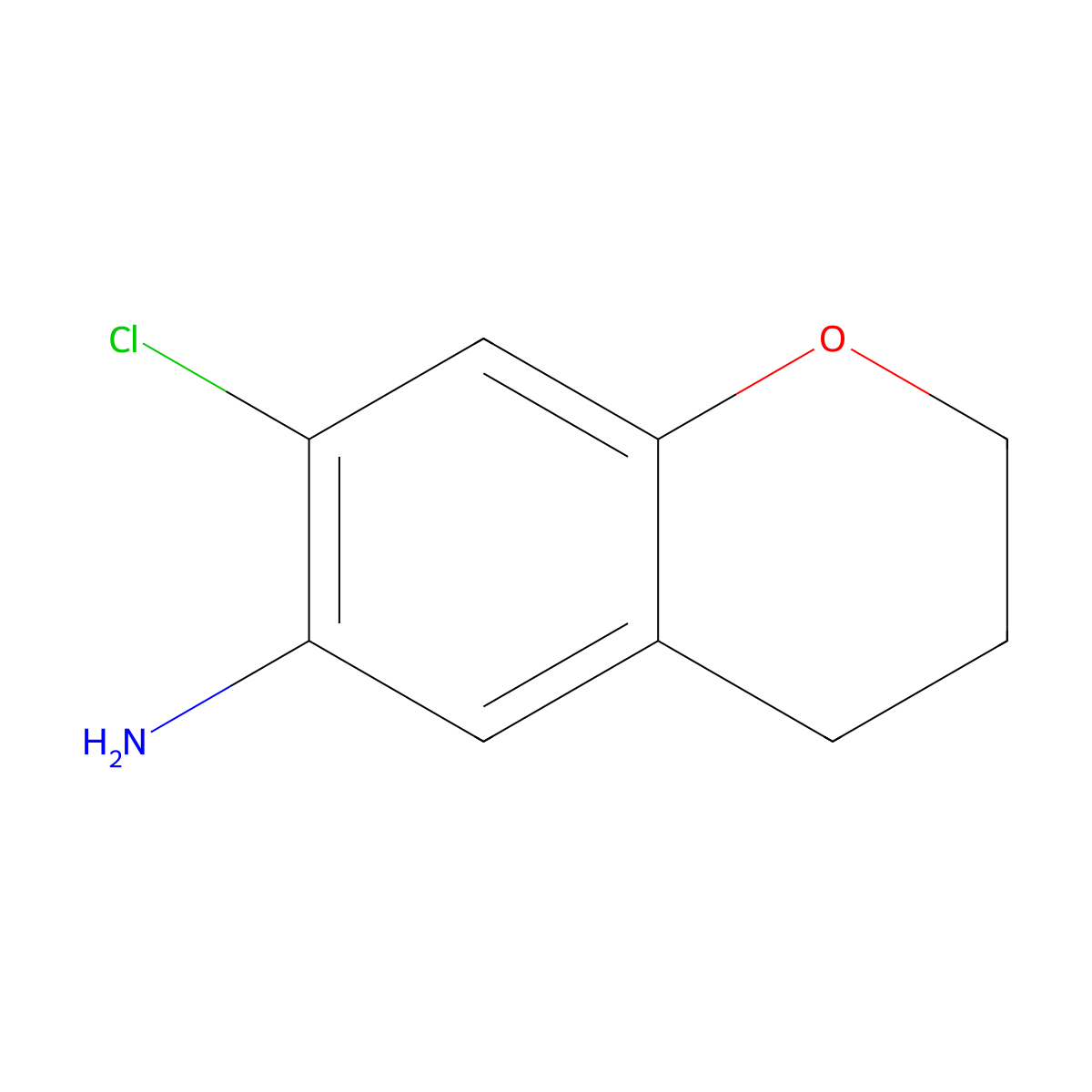7-chloro-3,4-dihydro-2H-1-benzopyran-6-amine molecular structure, CAS 1861094-65-6