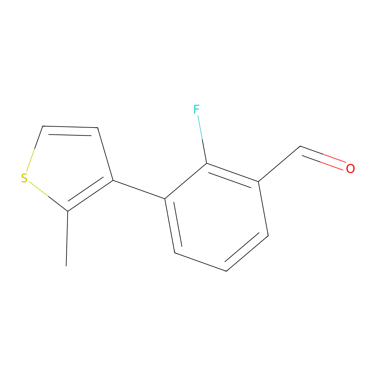 2-Fluoro-3-(2-methylthiophen-3-yl)benzaldehyde molecular structure, CAS 1861097-98-4
