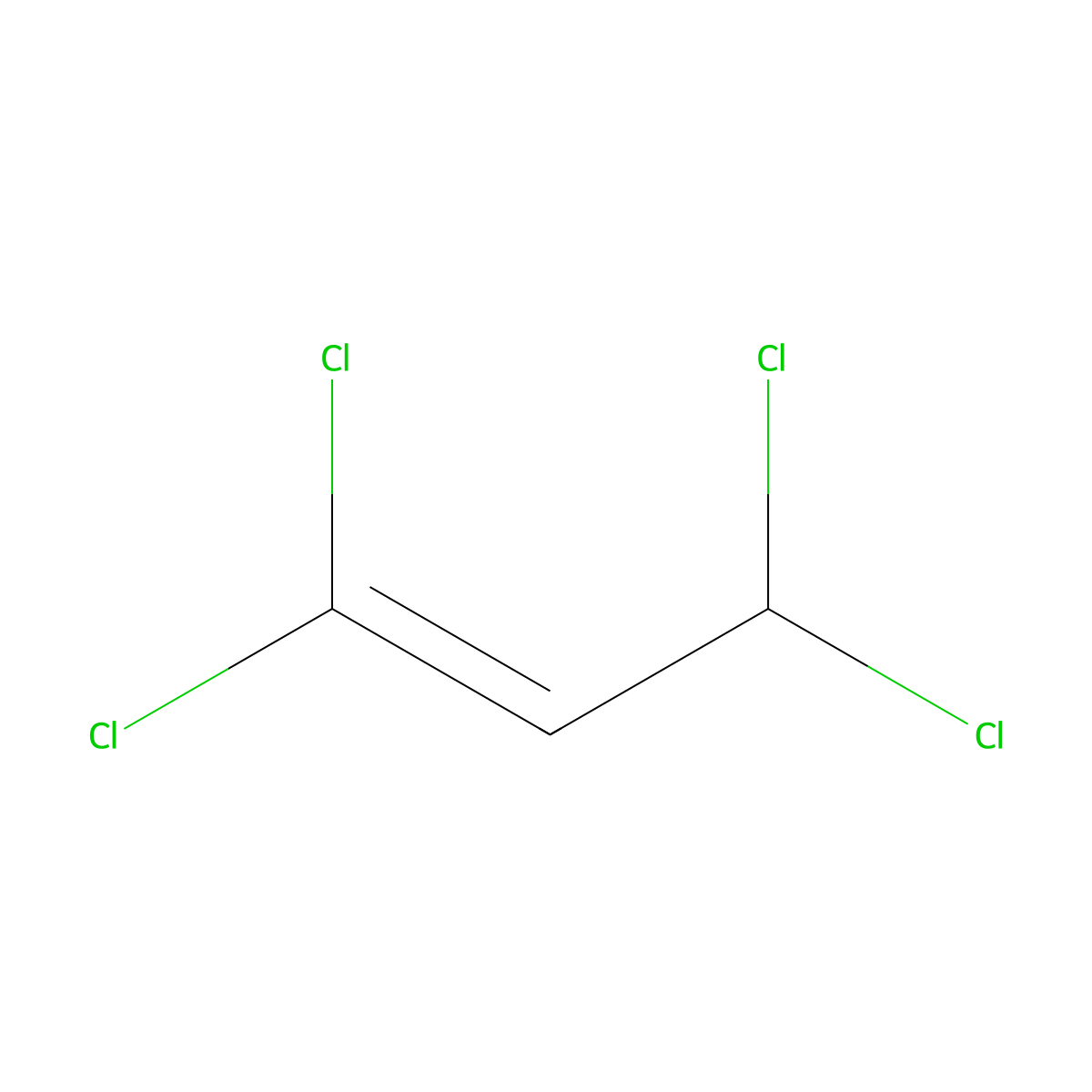 1,1,3,3-Tetrachloropropene molecular structure, CAS 18611-43-3