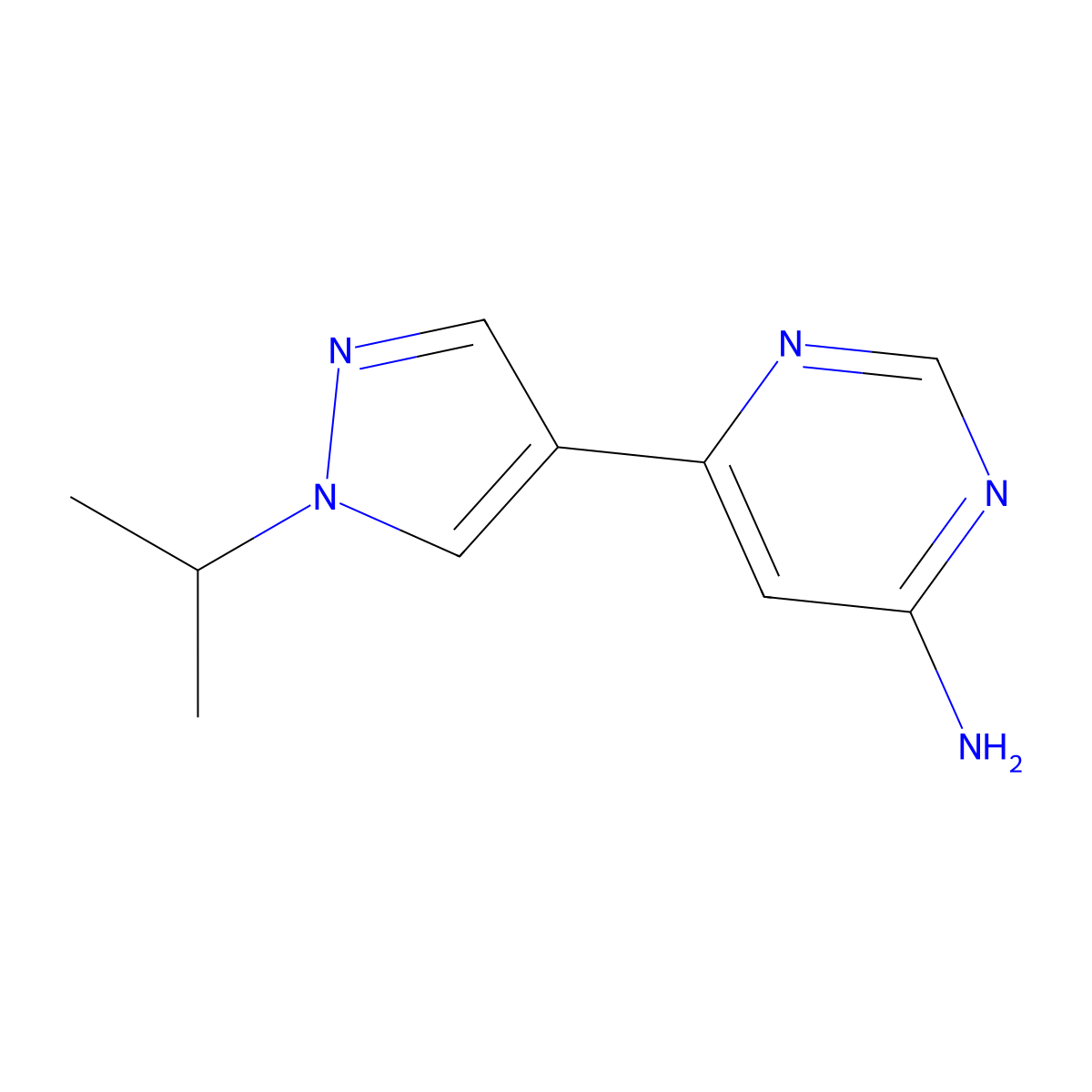 6-(1-Isopropyl-1H-pyrazol-4-yl)pyrimidin-4-amine molecular structure, CAS 1861120-06-0
