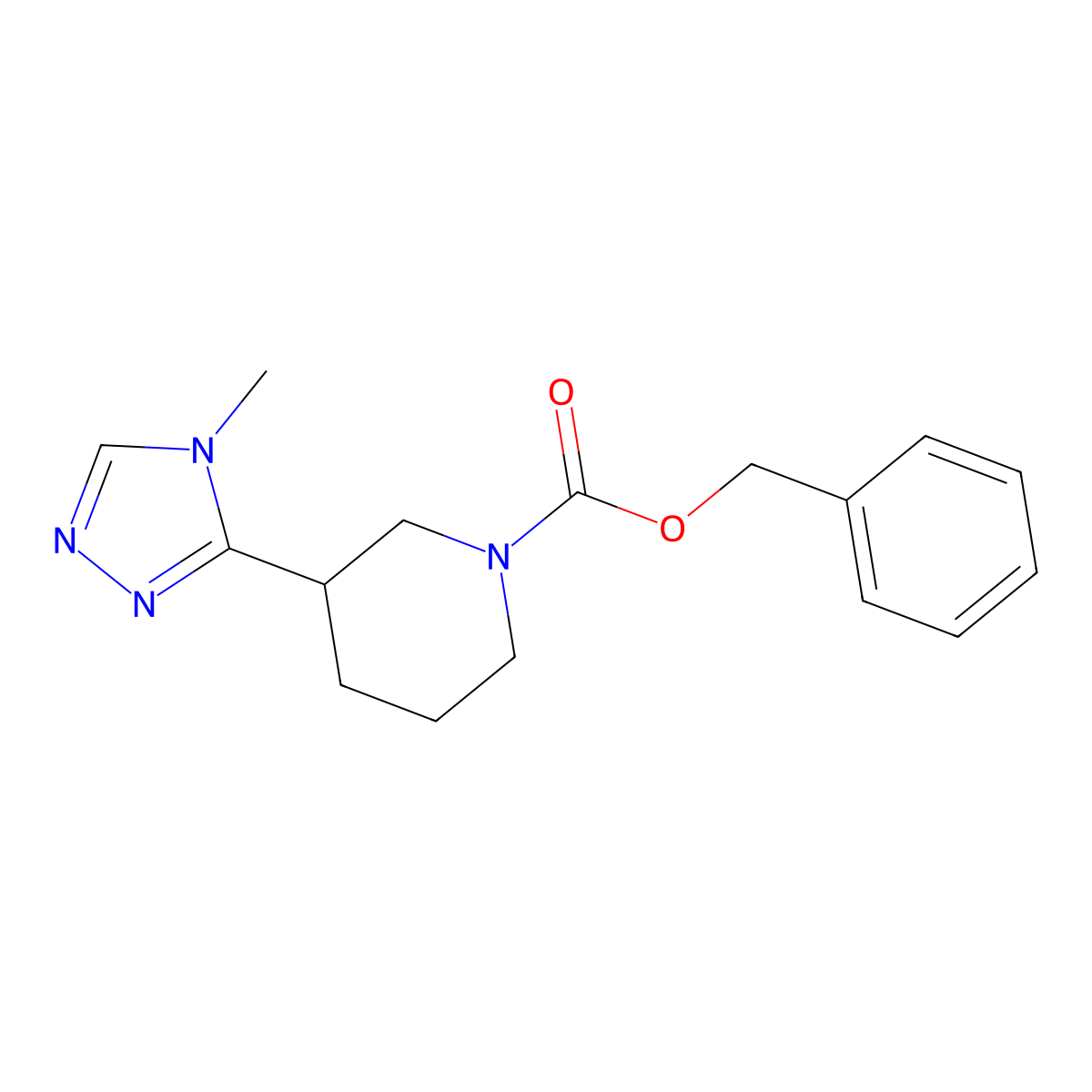 benzyl 3-(4-methyl-4H-1,2,4-triazol-3-yl)piperidine-1-carboxylate molecular structure, CAS 1861165-85-6