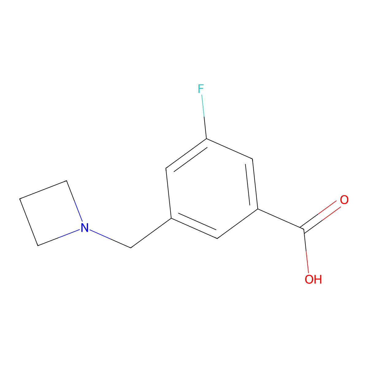 3-[(Azetidin-1-yl)methyl]-5-fluorobenzoic acid molecular structure, CAS 1861291-73-7
