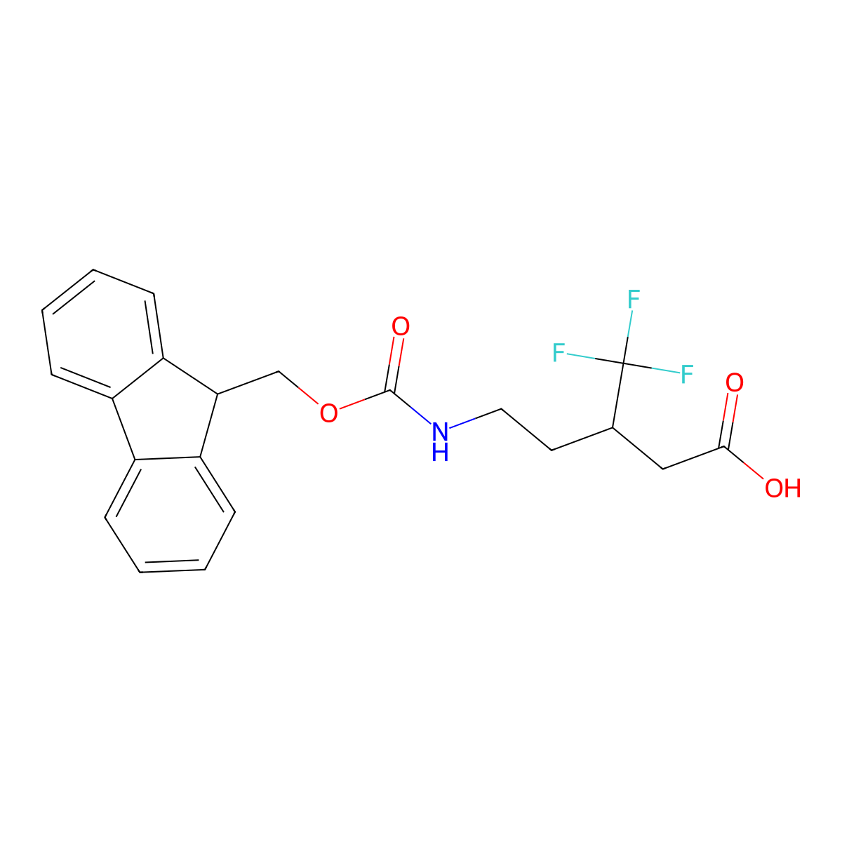 5-({[(9H-fluoren-9-yl)methoxy]carbonyl}amino)-3-(trifluoromethyl)pentanoic acid molecular structure, CAS 1861315-29-8