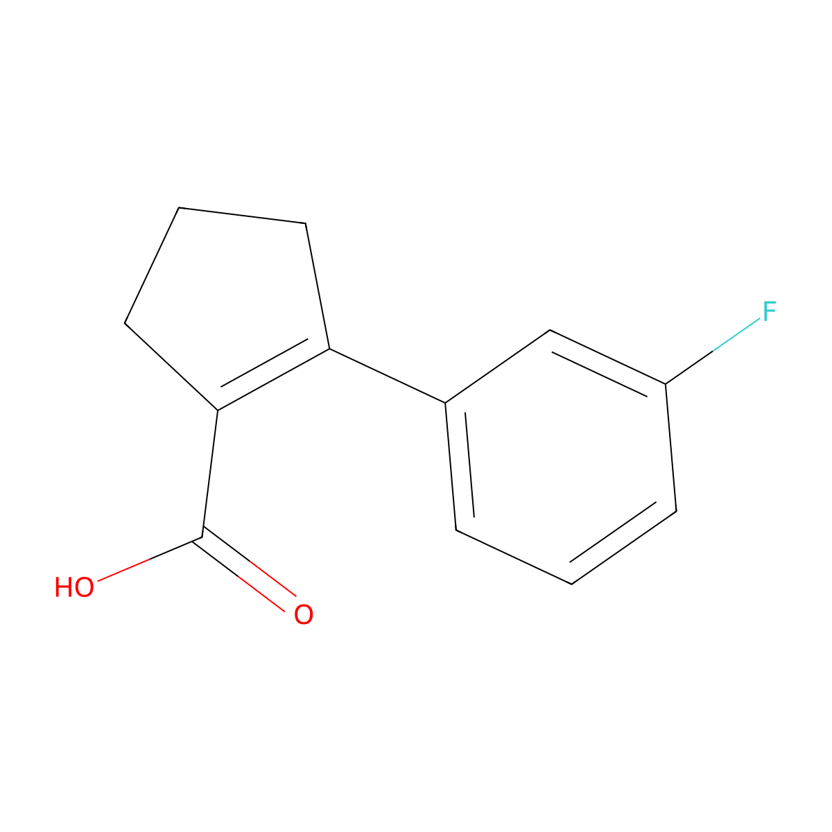 2-(3-Fluorophenyl)cyclopent-1-ene-1-carboxylic acid molecular structure, CAS 1861358-49-7