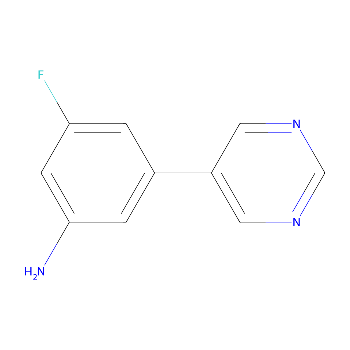 3-Fluoro-5-(pyrimidin-5-yl)aniline molecular structure, CAS 1861409-71-3