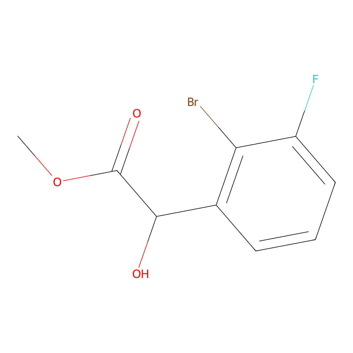 Methyl 2-(2-bromo-3-fluorophenyl)-2-hydroxyacetate molecular structure, CAS 1861427-47-5