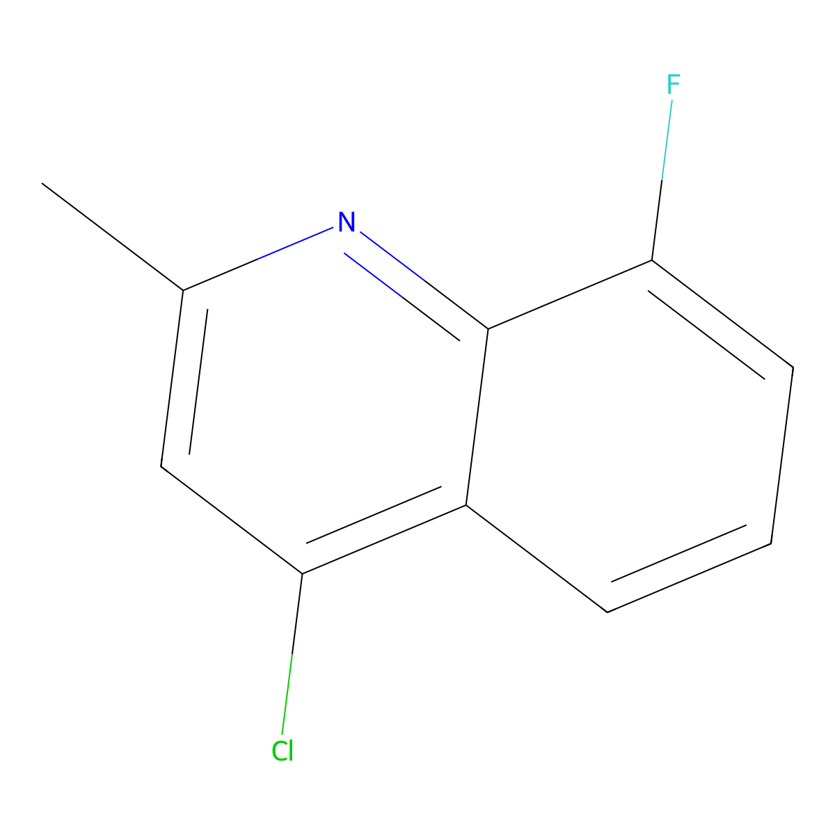 4-Chloro-8-fluoro-2-methylquinoline molecular structure, CAS 18615-59-3