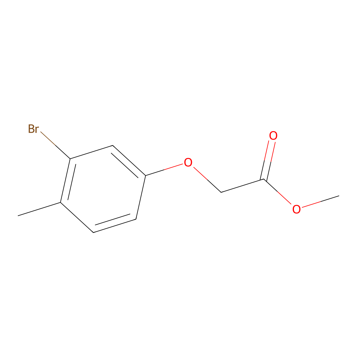 Methyl 2-(3-bromo-4-methylphenoxy)acetate molecular structure, CAS 1861531-95-4