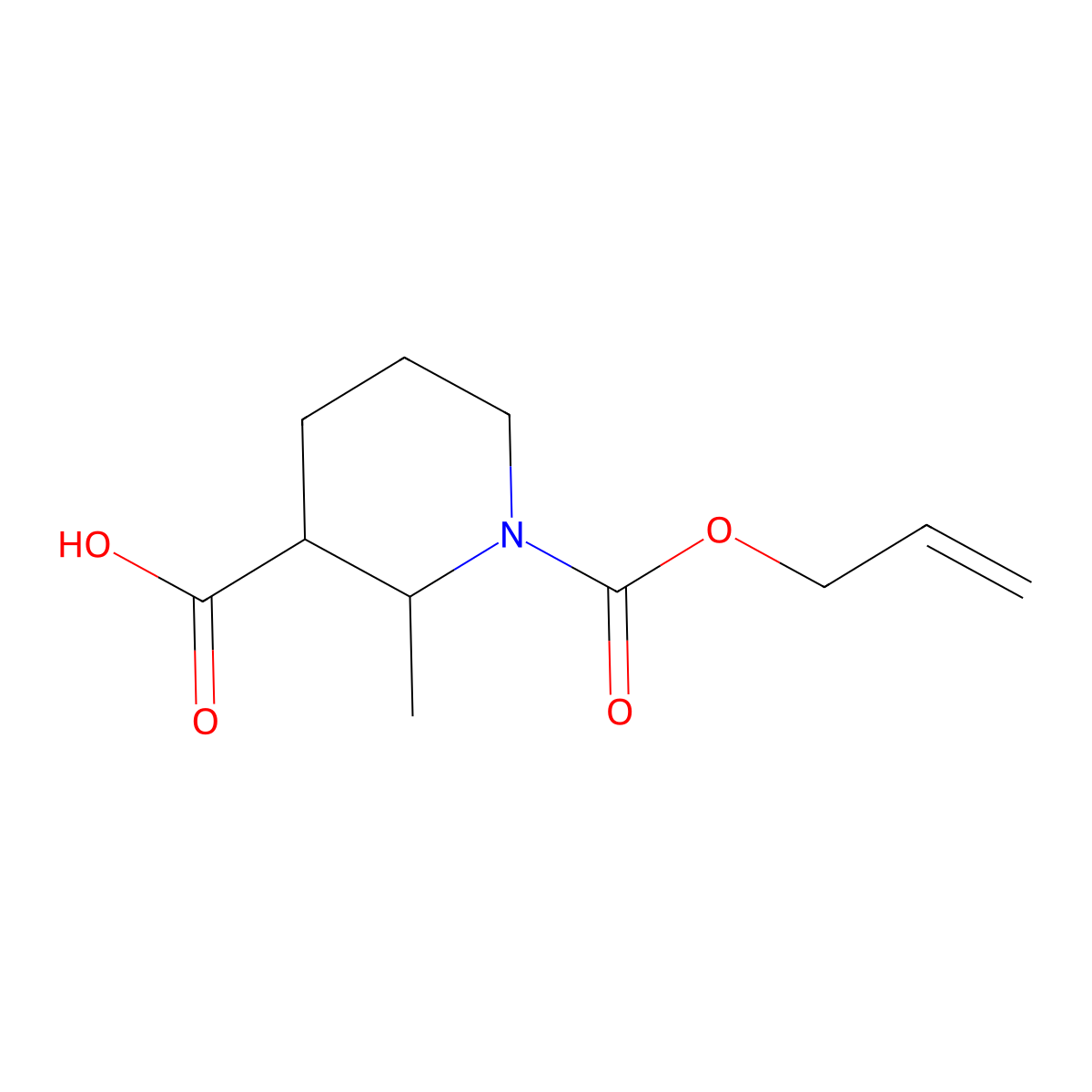 2-Methyl-1-[(prop-2-en-1-yloxy)carbonyl]piperidine-3-carboxylic acid molecular structure, CAS 1861633-67-1