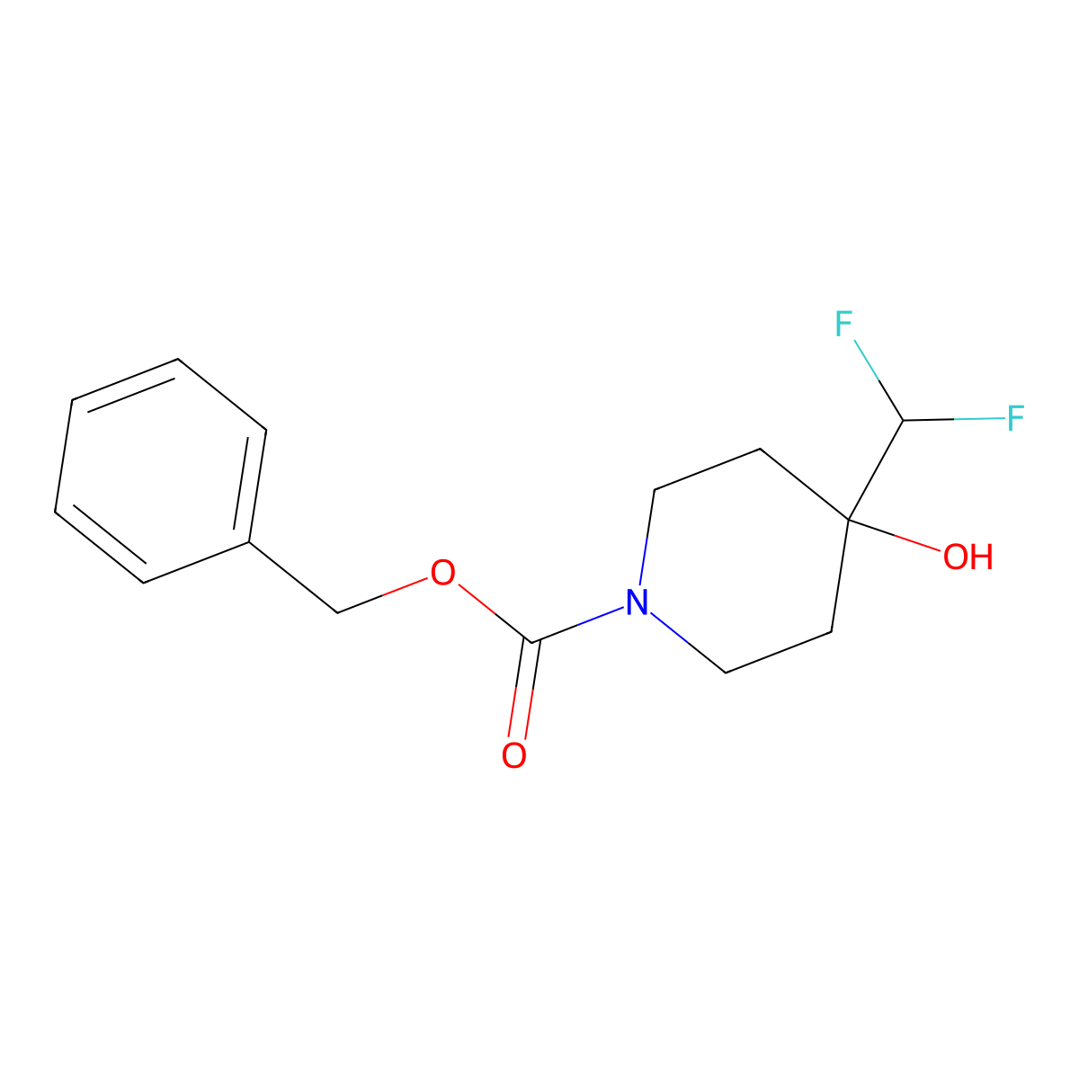 Benzyl 4-(difluoromethyl)-4-hydroxypiperidine-1-carboxylate molecular structure, CAS 1861643-38-0