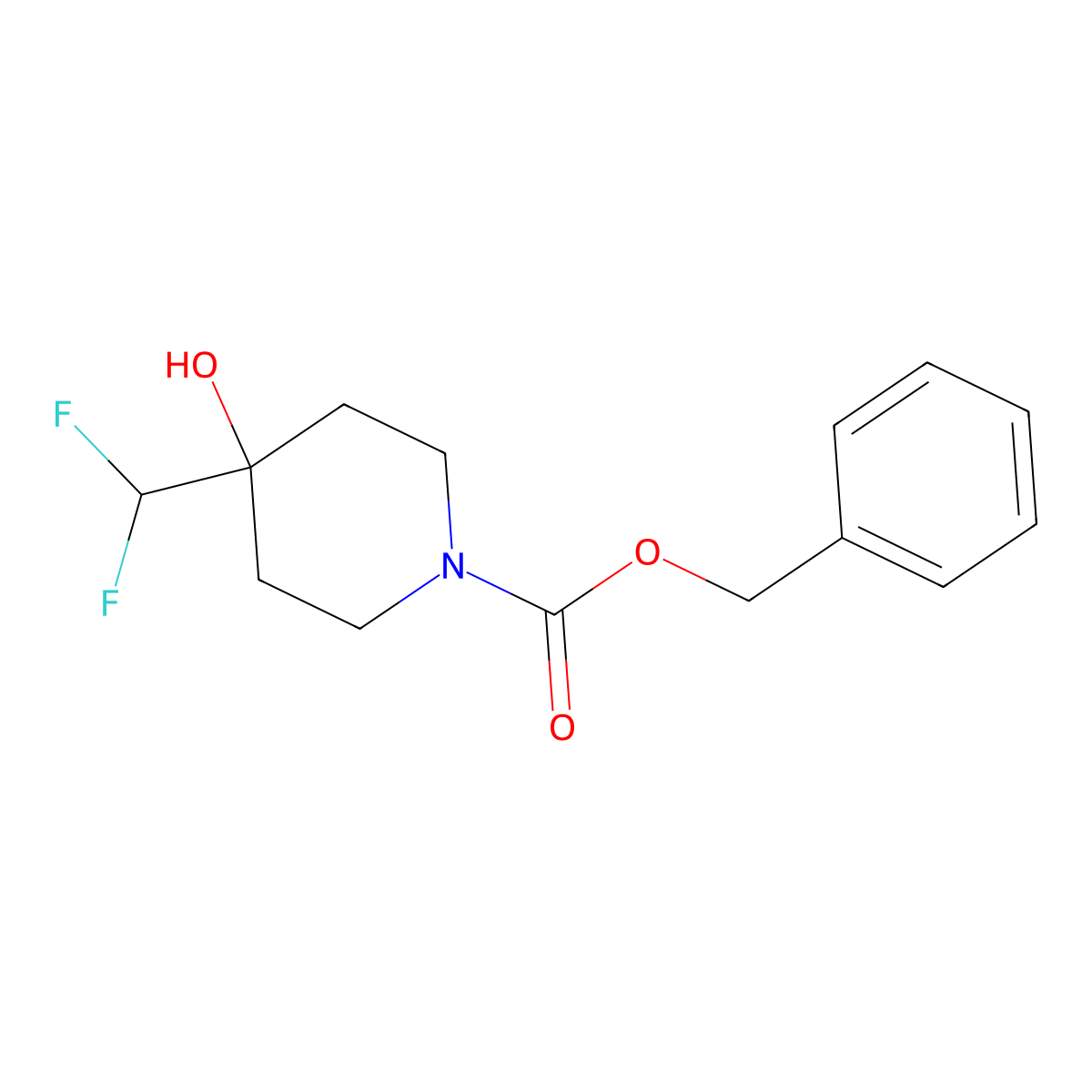 Benzyl 4-(difluoromethyl)-4-hydroxypiperidine-1-carboxylate molecular structure, CAS 1861643-38-0