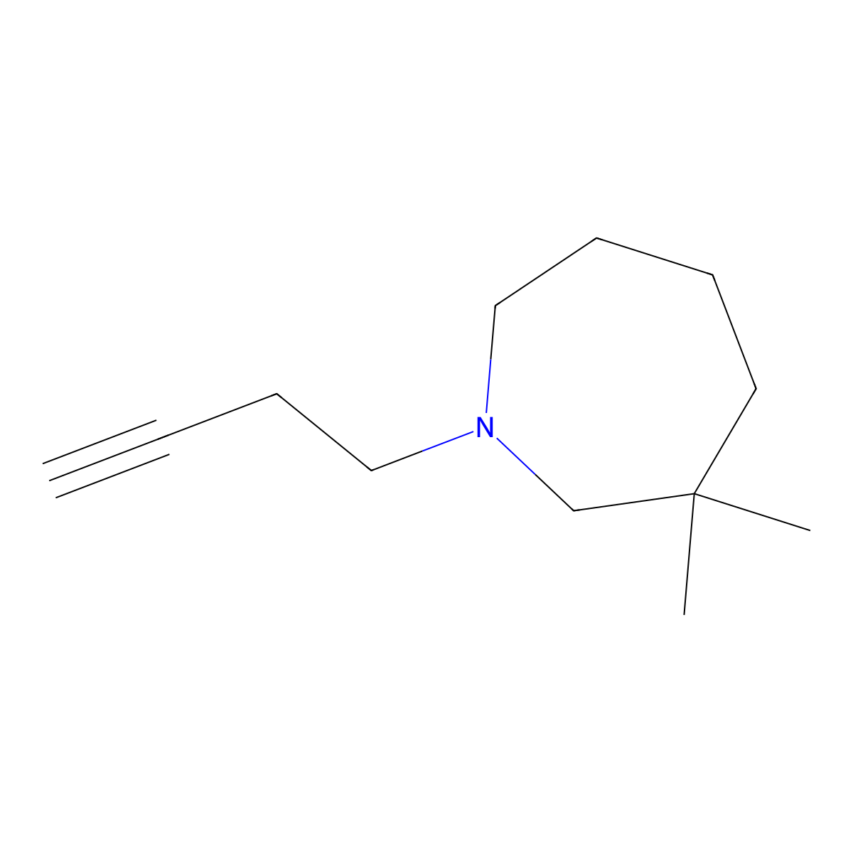 1-(But-3-yn-1-yl)-3,3-dimethylazepane molecular structure, CAS 1861722-17-9