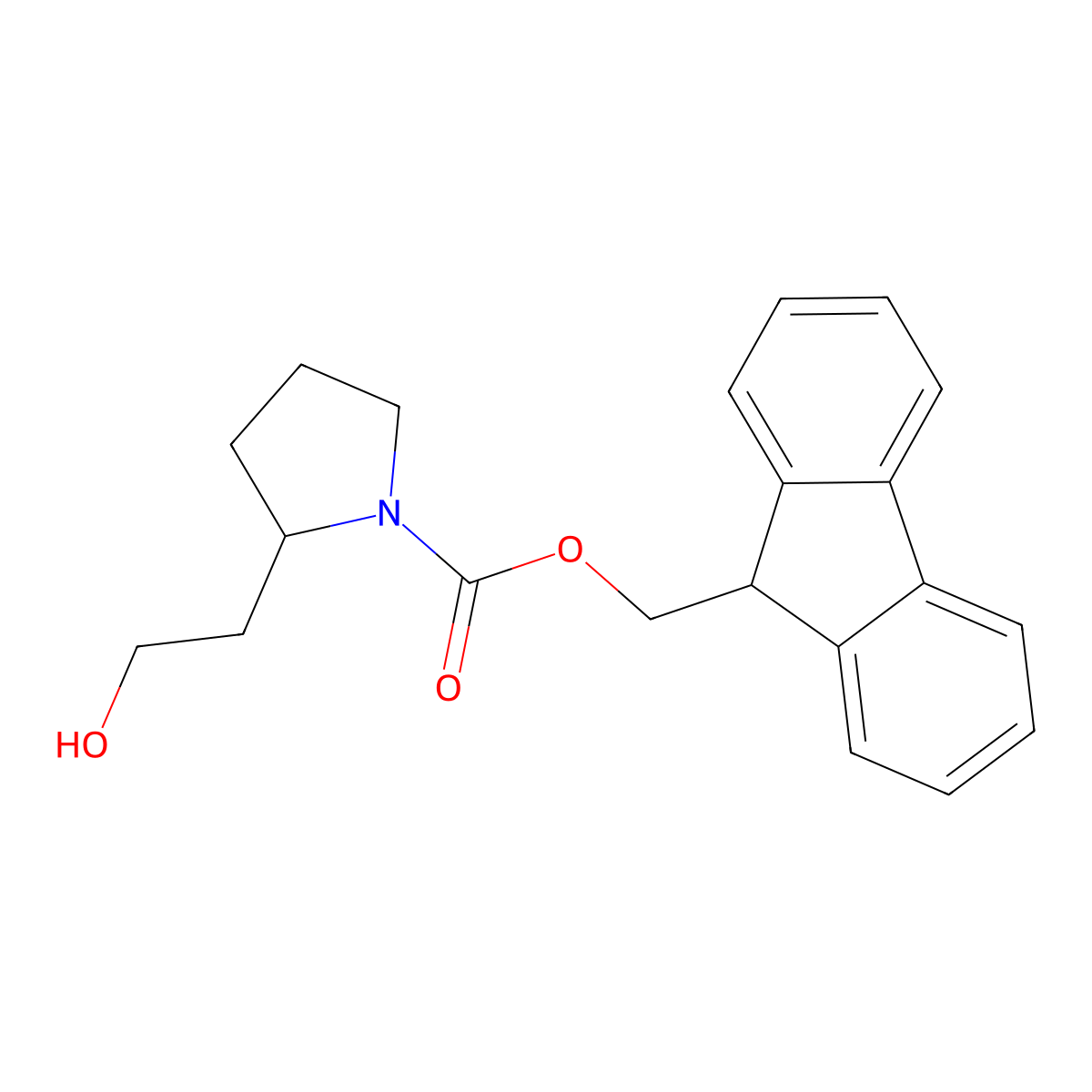 (9H-Fluoren-9-yl)methyl 2-(2-hydroxyethyl)pyrrolidine-1-carboxylate molecular structure, CAS 1861848-92-1