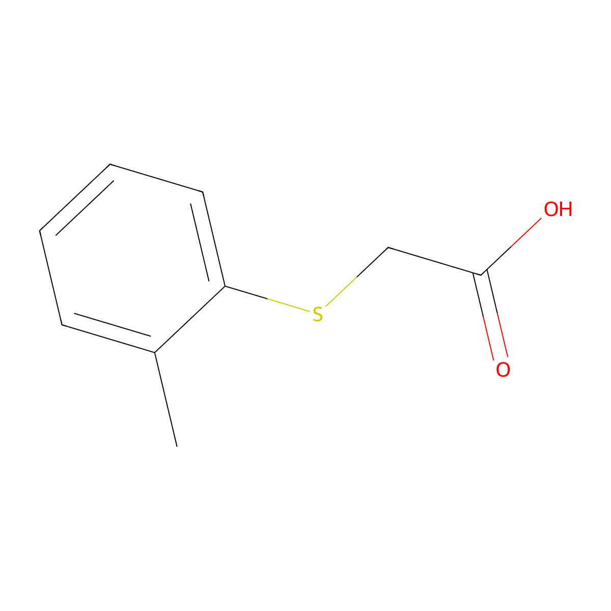 2-((2-Methylphenyl)sulfanyl)acetic acid molecular structure, CAS 18619-15-3
