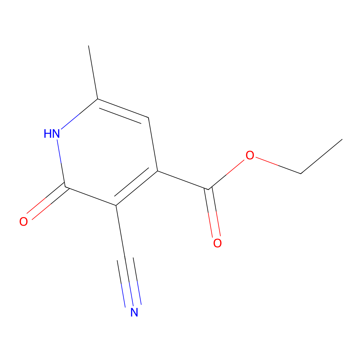 Ethyl 3-cyano-6-methyl-2-oxo-1,2-dihydropyridine-4-carboxylate molecular structure, CAS 18619-97-1