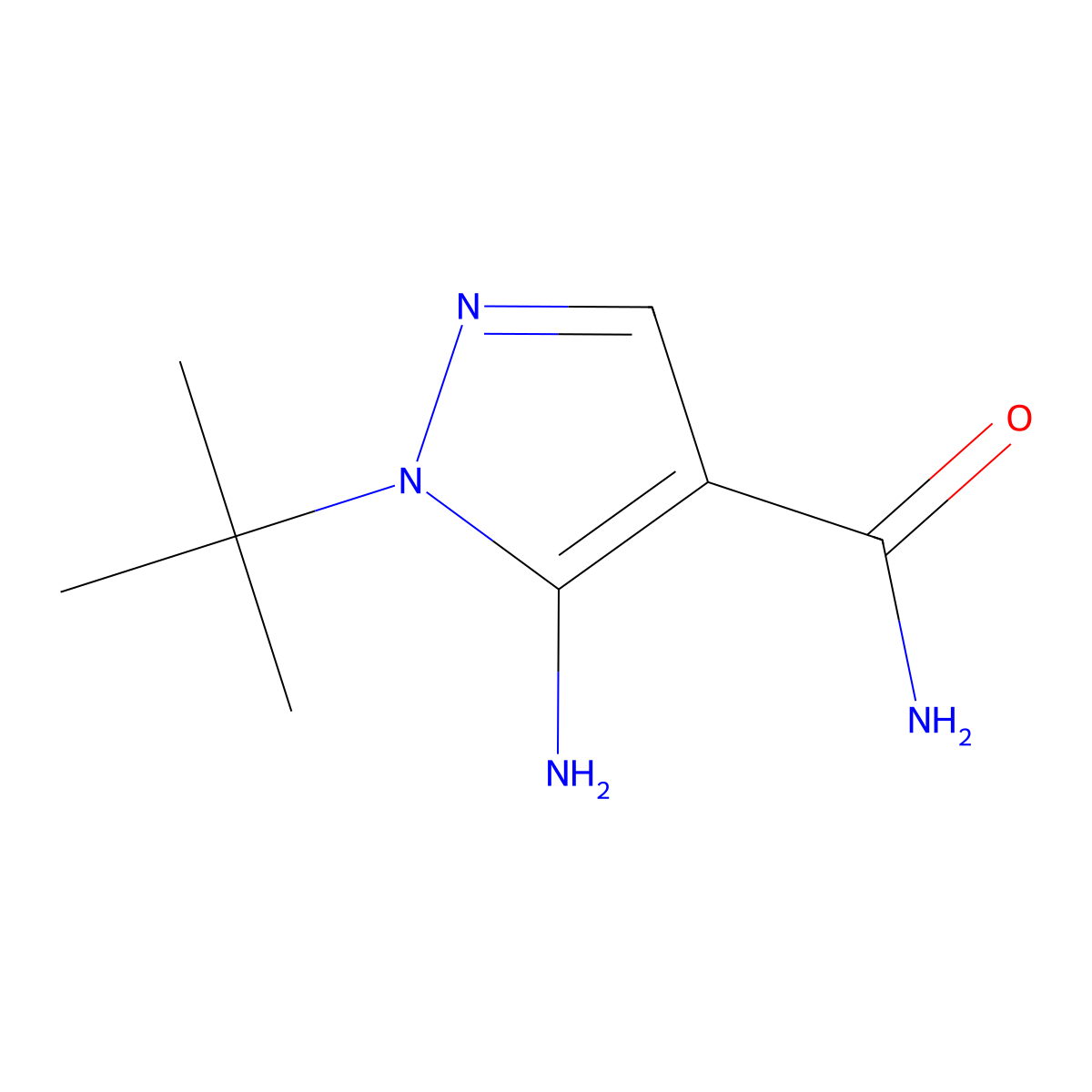 5-amino-1-tert-butyl-1H-pyrazole-4-carboxamide molecular structure, CAS 186190-79-4