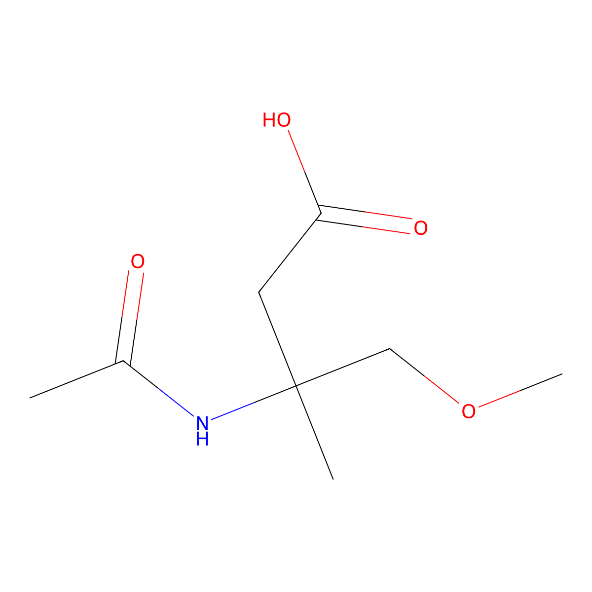3-Acetamido-4-methoxy-3-methylbutanoic acid molecular structure, CAS 1861924-33-5