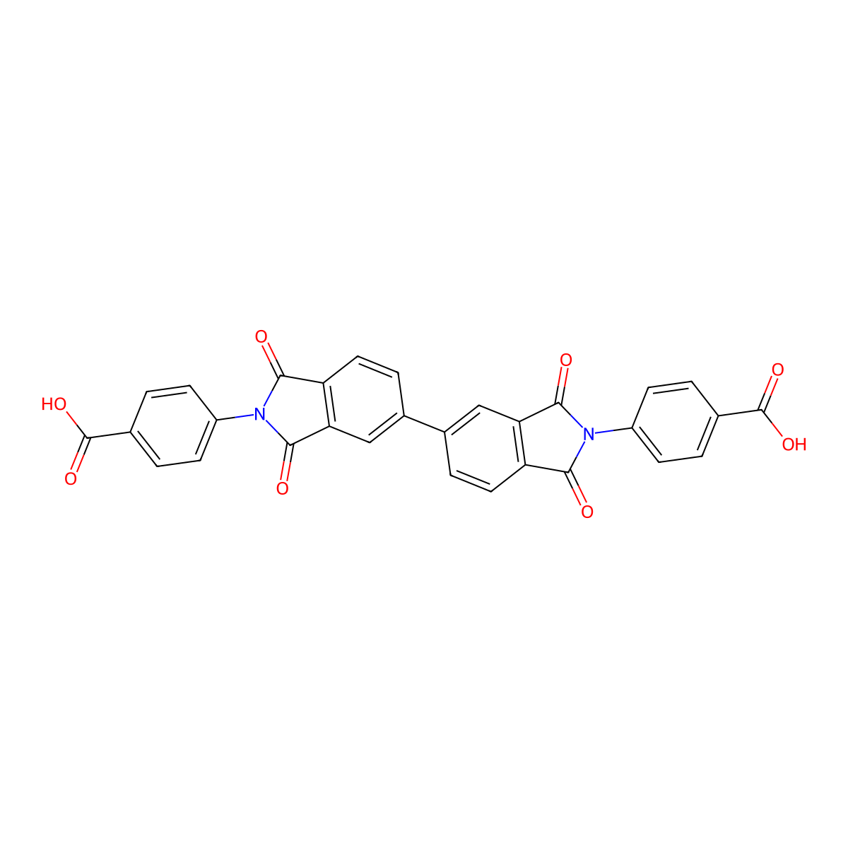 4,4'-(1,1',3,3'-Tetraoxo-[5,5'-biisoindoline]-2,2'-diyl)dibenzoic acid molecular structure, CAS 186194-87-6