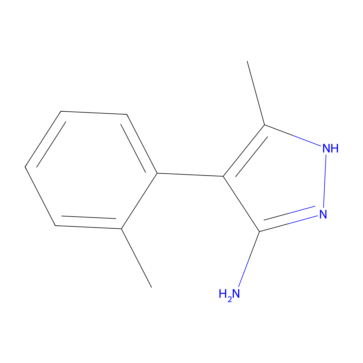 3-methyl-4-(2-methylphenyl)-1H-pyrazol-5-amine molecular structure, CAS 186195-77-7