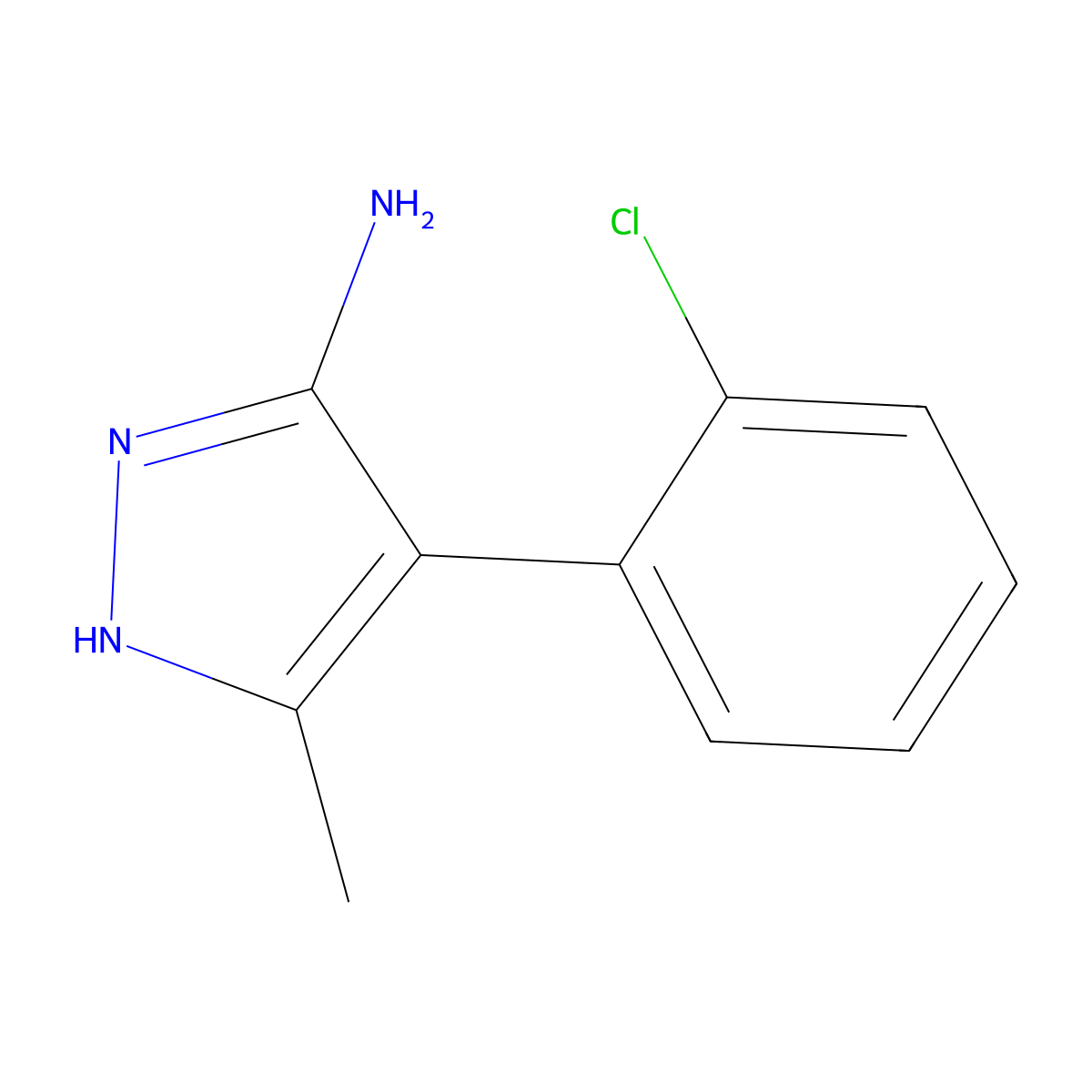 4-(2-chlorophenyl)-3-methyl-1H-pyrazol-5-amine molecular structure, CAS 186195-79-9