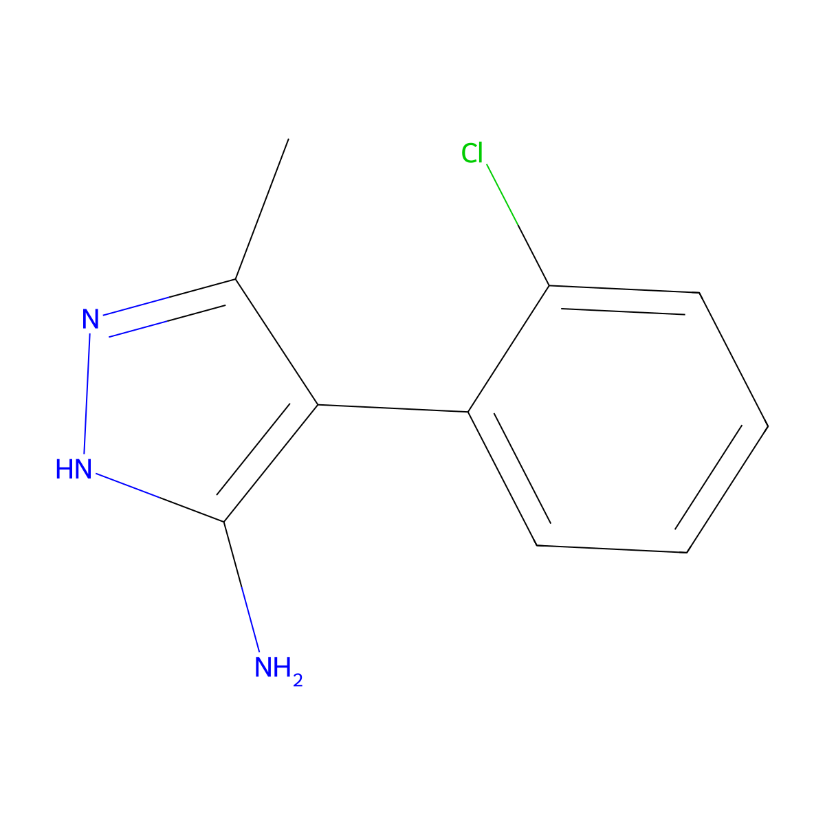 4-(2-chlorophenyl)-3-methyl-1H-pyrazol-5-amine molecular structure, CAS 186195-79-9
