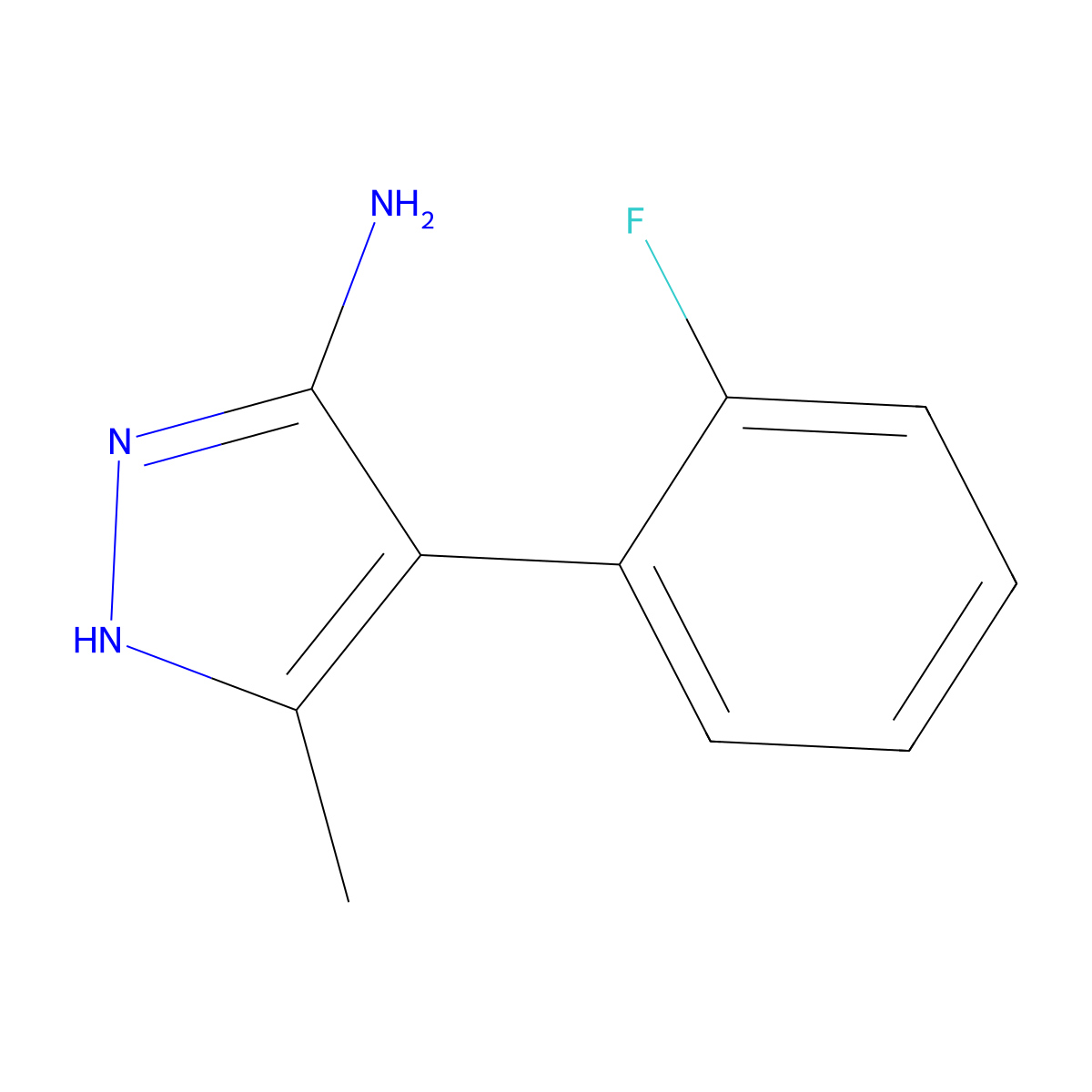 4-(2-fluorophenyl)-5-methyl-1H-pyrazol-3-amine molecular structure, CAS 186195-81-3